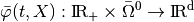 \bar{\varphi}(t, X) : \R_+ \times \bar{\Omega}^{0} \rightarrow \R^d