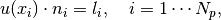 u(x_i)\cdot n_i = l_i, ~~~ i = 1\cdots N_p,