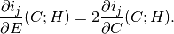 \frac{\partial i_j}{\partial E}(C;H) = 2 \frac{\partial i_j}{\partial C}(C;H).