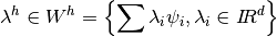 \lambda^h \in W^h = \left\{ \sum \lambda_i \psi_i, \lambda_i \in I\hspace{-0.2em}R^d \right\}