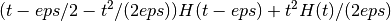 (t-eps/2-t^2/(2eps))H(t-eps) + t^2H(t)/(2eps)